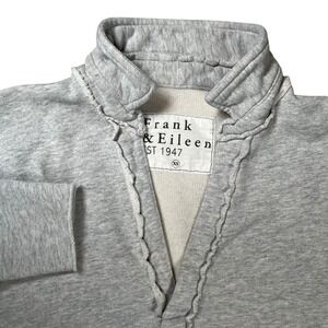Frank & Eileen Patrick Popover Henley Womens XS Gray Raw Edge V-Neck Cotton